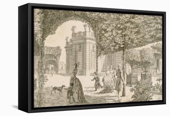 Vue du château de Trianon prise dans le jardin français-Louis Nicolas de Lespinasse-Framed Stretched Canvas