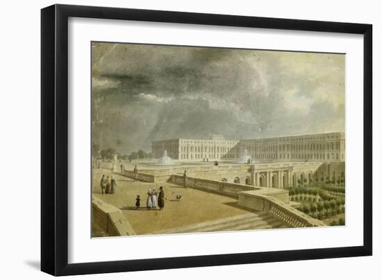 Vue du château de Versailles et de l'Orangerie depuis les Cent Marches sous Louis-Philippe-null-Framed Giclee Print