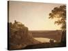 Vue du lac de Nemi au soleil couchant-Joseph Wright-Stretched Canvas