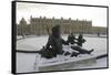 Vue du parc, parterre d'eau, bassin nord, margelle ouest : la Seine-Hongre Etienne Le-Framed Stretched Canvas