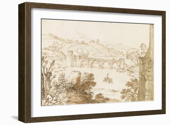 Vue du Ponte Molle, prise de la Villa Madama-Giovanni Francesco Grimaldi-Framed Giclee Print