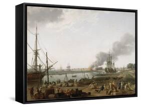 Vue du port de Rochefort-Claude Joseph Vernet-Framed Stretched Canvas