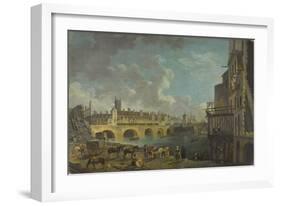 Vue du quai de Gesvres au moment de la démolition des maisons du Pont au Change. 1788-Pierre-Antoine Demachy-Framed Giclee Print
