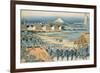 Vue du Senju : défilé de Daimyo-Katsushika Hokusai-Framed Giclee Print