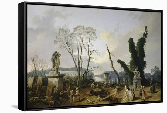 Vue du Tapis Vert à Versailles-Hubert Robert-Framed Stretched Canvas