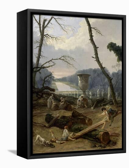 Vue du Tapis Vert à Versailles-Hubert Robert-Framed Stretched Canvas