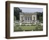 Vue extérieure du Petit Trianon : façade sud sur les parterres du jardin français-null-Framed Giclee Print