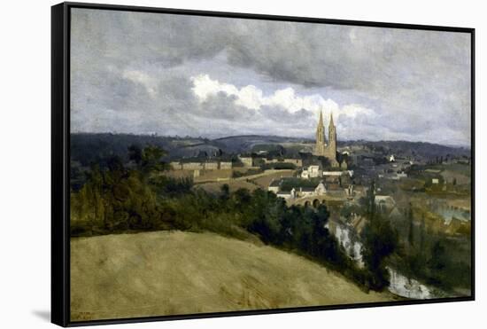 Vue générale de la ville de Saint-Lô-Jean-Baptiste-Camille Corot-Framed Stretched Canvas