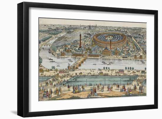 Vue générale de Paris et de l'expostion universelle de 1867, prise des hauteurs du Trocadéro-null-Framed Giclee Print