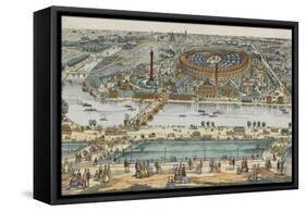 Vue générale de Paris et de l'expostion universelle de 1867, prise des hauteurs du Trocadéro-null-Framed Stretched Canvas