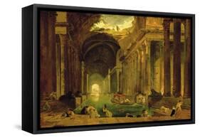 Vue Imaginaire de la Grande Galerie en Ruins-Hubert Robert-Framed Stretched Canvas
