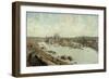 Vue panoramique de Paris en 1588 avec le Pont-Neuf en construction, prise des toits du Louvre-Theodor Hoffbauer-Framed Giclee Print