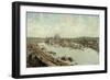 Vue panoramique de Paris en 1588 avec le Pont-Neuf en construction, prise des toits du Louvre-Theodor Hoffbauer-Framed Giclee Print