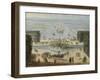 Vue perspective du Bassin d'Apollon et du Grand Canal avec sa flotille à Versailles-null-Framed Giclee Print