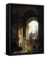 Vue pittoresque du Capitole-Hubert Robert-Framed Stretched Canvas