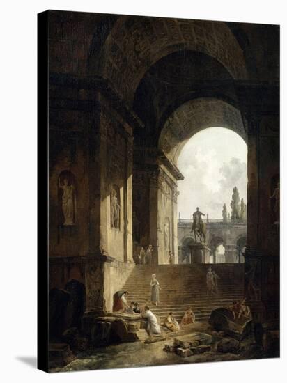 Vue pittoresque du Capitole-Hubert Robert-Stretched Canvas