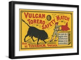 Vulcan Safety Matchbox, Torero and Bull-null-Framed Art Print