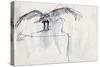 Vulture, sketch, 3 (pen on paper)-Ralph Steadman-Stretched Canvas