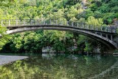 Bridge in Bright Forest of Voidomatis River that Flows through Epirus Region, Greece. Natural Compo-vverve-Photographic Print