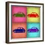 VW Beetle Pop Art 1-NaxArt-Framed Art Print