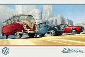 VW Camper Illustration-null-Lamina Framed Poster