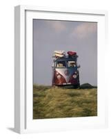 VW Camper Van with Surf Boards on Roof-Dominic Harcourt-webster-Framed Photographic Print