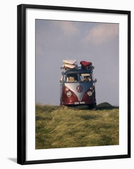 VW Camper Van with Surf Boards on Roof-Dominic Harcourt-webster-Framed Photographic Print