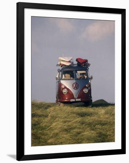 VW Camper Van with Surf Boards on Roof-Dominic Harcourt-webster-Framed Photographic Print