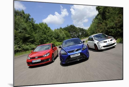 VW Golf GTi Renault Megane Sport R26R and Ford Focus RS 2009-Simon Clay-Mounted Photographic Print