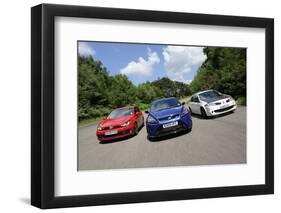 VW Golf GTi Renault Megane Sport R26R and Ford Focus RS 2009-Simon Clay-Framed Photographic Print