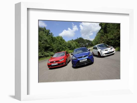 VW Golf GTi Renault Megane Sport R26R and Ford Focus RS 2009-Simon Clay-Framed Photographic Print