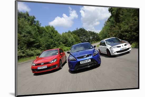 VW Golf GTi Renault Megane Sport R26R and Ford Focus RS 2009-Simon Clay-Mounted Photographic Print
