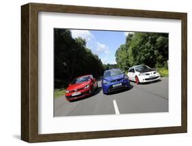 VW Golf GTi Renault Megane Sport R26R and Ford Focus RS 2009-Simon Clay-Framed Photographic Print