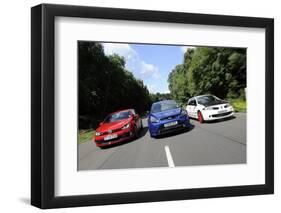 VW Golf GTi Renault Megane Sport R26R and Ford Focus RS 2009-Simon Clay-Framed Premium Photographic Print