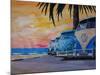 VW Volkswagen Bully Series - Blue Surf Bus Line-Martina Bleichner-Mounted Art Print