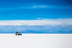 Sunshine Scenery of Salar De Uyuni in Bolivia and Jeep-VYCHEGZHANINA-Framed Stretched Canvas