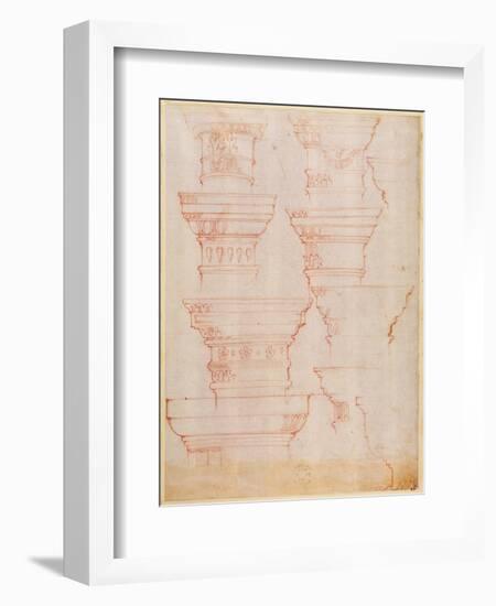 W.18V Study of Column Capitals-Michelangelo Buonarroti-Framed Giclee Print