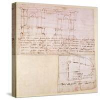 W.23R Architectural Sketch with Notes-Michelangelo Buonarroti-Stretched Canvas