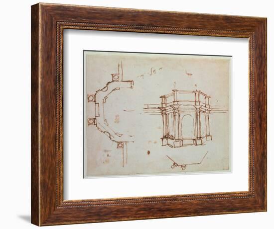 W.24R Architectural Sketch-Michelangelo Buonarroti-Framed Giclee Print