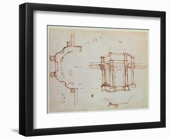 W.24R Architectural Sketch-Michelangelo Buonarroti-Framed Giclee Print