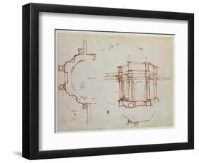 W.24R Architectural Sketch-Michelangelo Buonarroti-Framed Giclee Print