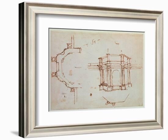 W.24R Architectural Sketch-Michelangelo Buonarroti-Framed Giclee Print