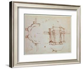 W.24R Architectural Sketch-Michelangelo Buonarroti-Framed Giclee Print