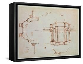 W.24R Architectural Sketch-Michelangelo Buonarroti-Framed Stretched Canvas