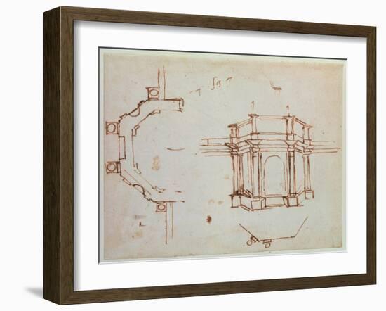 W.24R Architectural Sketch-Michelangelo Buonarroti-Framed Giclee Print