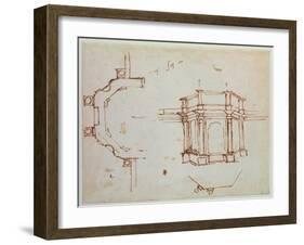 W.24R Architectural Sketch-Michelangelo Buonarroti-Framed Giclee Print