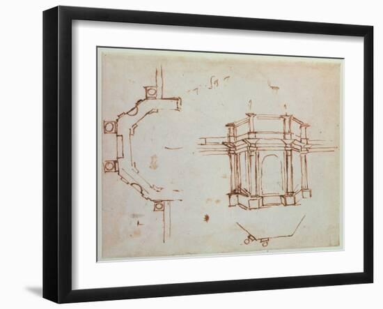 W.24R Architectural Sketch-Michelangelo Buonarroti-Framed Giclee Print