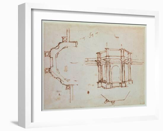 W.24R Architectural Sketch-Michelangelo Buonarroti-Framed Giclee Print