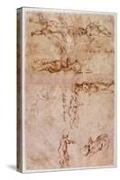 W.4V Page of Sketches of Babies or Cherubs-Michelangelo Buonarroti-Stretched Canvas