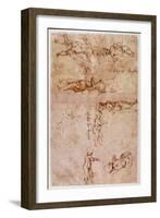 W.4V Page of Sketches of Babies or Cherubs-Michelangelo Buonarroti-Framed Giclee Print